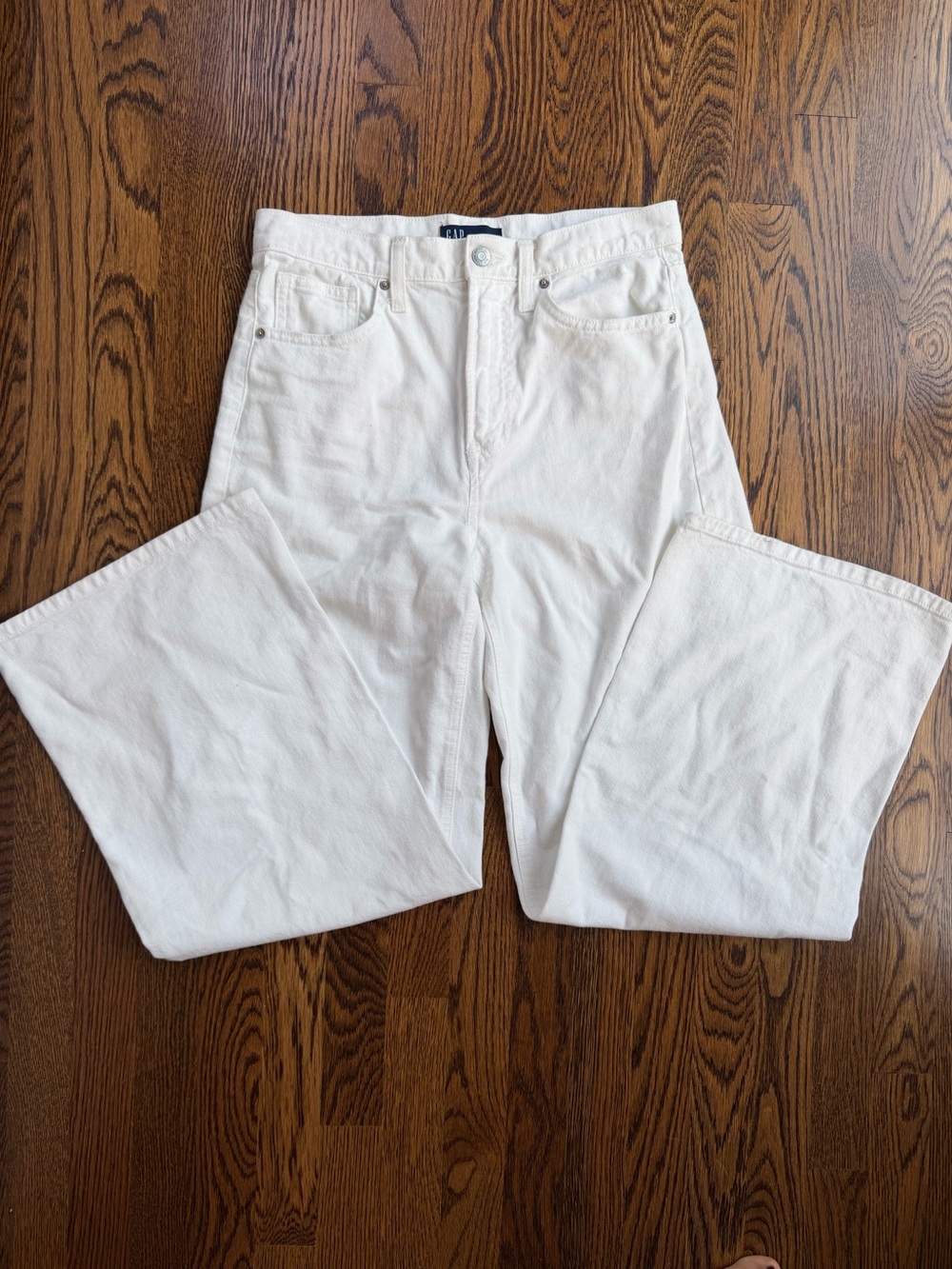 GAP Women’s Denim White Wide Legged Cotton High Rise Jeans
